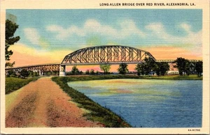 Long Allen Bridge Over Red River Alexandria La Linen Postcard - Picture 1 of 4