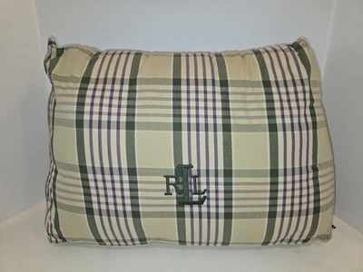 Lauren Ralph Lauren Wedge Bolster Bedside Pillow Tartan Plaid 20" Wide - Image 1 of 4