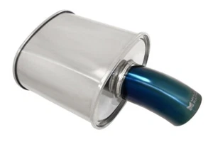 Megan Racing M-Fg Muffler Single 3.5" Blue Curved Down Tip / 2.5" Inlet - Picture 1 of 3