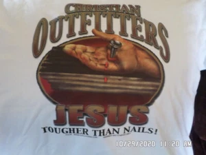 NEW T-Shirt: Religious: Jesus Tougher Than Nails Christian (White) L Large - Picture 1 of 1