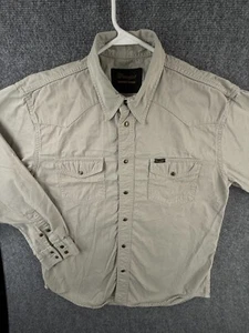 Wrangler Long Sleeve Men Snap Up Shirt Adult Western Beige Large Heavyweight - Picture 1 of 19