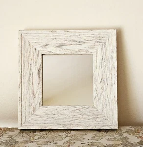 Rustic Barn Wood, Farmhouse, Beach House, 10" Square, Nautical White Mirror - Picture 1 of 14