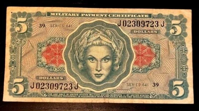 USA UNITED STATES 5 DOLLARS M62 1965 MPC SER 641 MILITARY PAYMENT MONEY BANKNOTE - Image 1 of 4