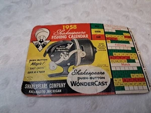 1958 Pocket Calender, Shakespeare Fishing Company B50 - Foto 1 di 2