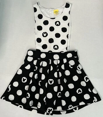 Disney Mickey Mouse Niñas Talla 6X Pantalones Cortos Mameluco Blanco y Negro Bolsillos Texturizados Foto 1 de 4