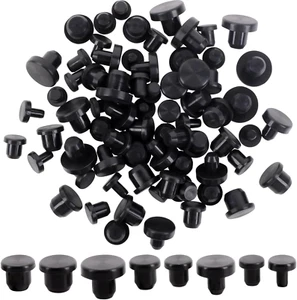 80 Tappi in Gomma in Silicone Nero Solido Tappo Cieco Rotondo in Silicone Morbid - Foto 1 di 6