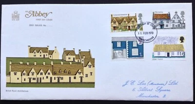 1970 British Rural Architecture Set on an Abbey First Day Cover, FDI Manchester - Image 1 of 2
