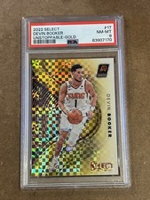 2022-23 Panini Select Devin Booker Unstoppable Gold Prizm /10 Phoenix Suns PSA 8