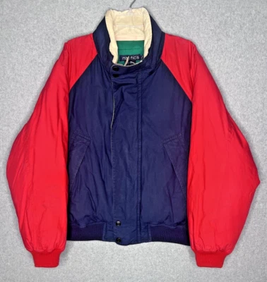 Abrigo Nautica Vintage Para Hombre Extra Grande Años 90 Bloque de Color Plumón de Ganso Chaqueta con Capucha Foto 1 de 4