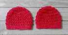 Crochet bébé micro chapeau prématuré bébé bonnet jumeaux ensemble filles rose rougeâtre