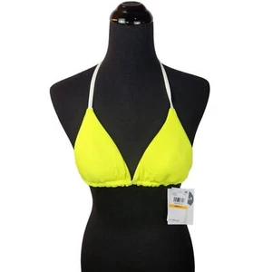 Becca Bikini Top Size Small Becca By Rebecca Virtue Reversible Triangle Yellow - Picture 1 of 6