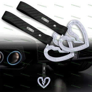 Clear Crystal S Broken Heart JDM Ring Tsurikawa Car Handle Strap -Carbon PVC X2 - Bild 1 von 5