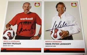 Autograph cards Trzolek and Hans-Peter Lehnhoff Org sign. 07/08 Bayer Leverkusen