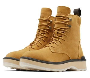 Sorel Women's Hi-Line Lace Up Waterproof Suede Combat Boots Geo Yellow Size 7.5 - Picture 1 of 6