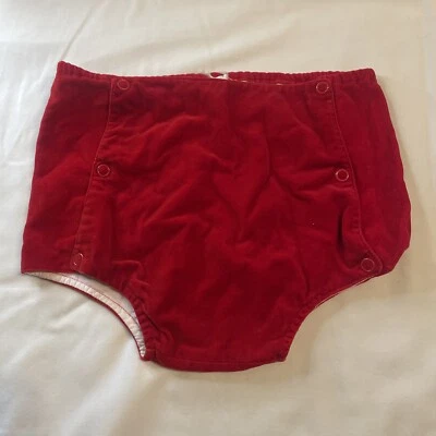 Vintage Baby Toddler Big Kid Diaper Cover Bloomers Red Velvet Snaps Bed Wetting - Image 1 of 4