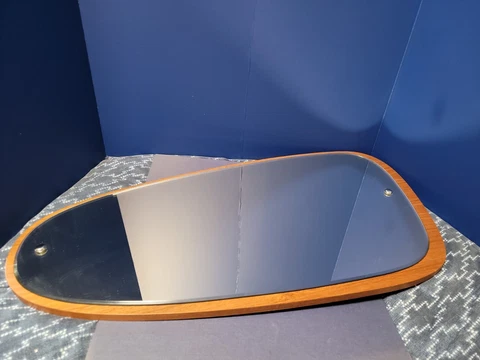 Danish Mid Century Modern Teak Wood Westnofa? mirror teak asymmetric 28" x 14" Cover