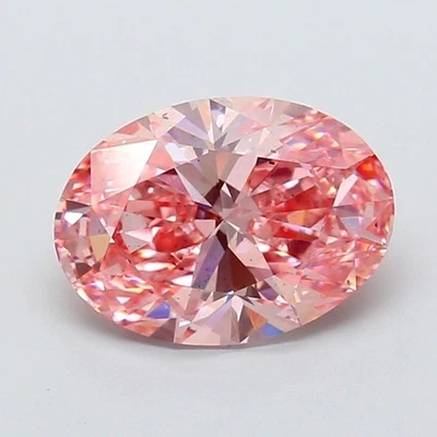 3.01 Ct Oval Cut Lab Grown Diamond Fancy Vivid Pink SI1 IGI Certified Loose - Image 1 of 4
