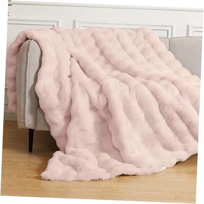 Manta mullida para sofá sala de estar piel sintética 50x60 tiro (50" W x 60" L) rosa Foto 1 de 4
