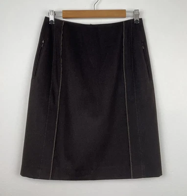 Vintage Mr & Mrs Macleod Retro Luxury Brown Wool Angora Skirt Size 38 UK 10 - Image 1 of 4