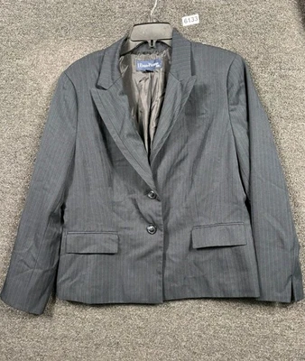 Chaqueta Blazer Evan Picone Mujer Talla 16P Gris Rayas 2 Botones Forrada Informal Foto 1 de 4