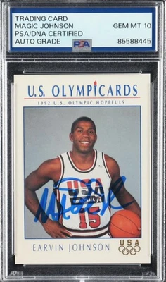 Magic Johnson Signed 1992 Impel #11 USA auto card PSA/DNA Auto 10 - Image 1 of 2