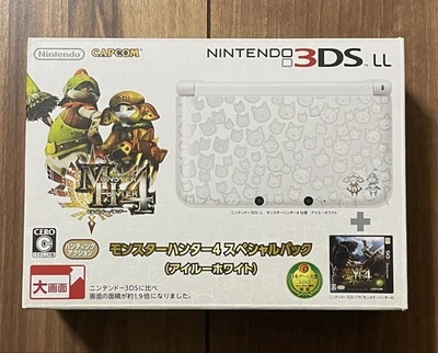 Nintendo 3DS LL Airou Blanco Monster Hunter 4 Paquete Especial Probado Foto 1 de 4