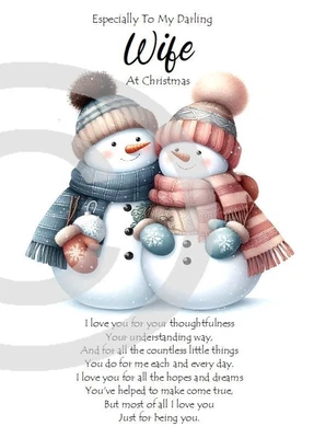 For My Wife With Love At Christmas A5 Size Christmas Card and Red Envelope - Image 1 of 4