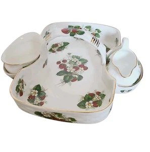 Vintage 3-Piece Hammersley Strawberry Ripe Berry Basket with Sugar & Creamer - Picture 1 of 7