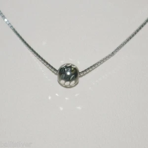 Rhodium Plated Sterling Silver 925 Box Chain NECKLACE with 6mm Diamond Cut BEAD - Picture 1 of 12