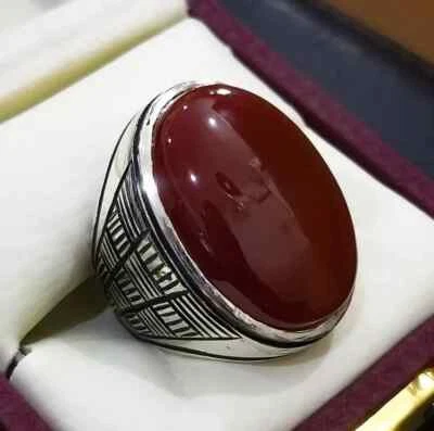 Real Yemeni Aqeeq blood red Aqeeq Ring Akik Ring - Imagem 1 de 3