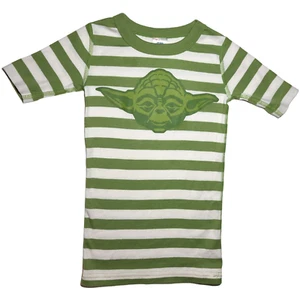 Hanna Andersson 6 7 Yoda Green White Stripe Organic Cotton Pajama Top Star Wars - Picture 1 of 4