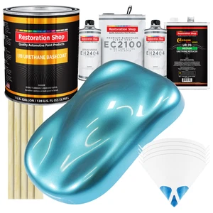 Azure Blue Metallic Urethane Basecoat Paint Gallon Kit & European Clear Coat - Picture 1 of 2