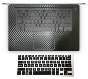 black carbon fiber Palmrest Sticker + Keyboard Cover for Dell XPS 15 series - Picture 1 of 6