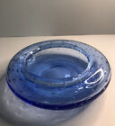 WHITEFRAIRS Blue Bubble Controlled Glass Ashtray 60s 70s