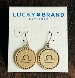 Lucky Brand brass plated crystal Libra earrings. - Picture 1 of 2