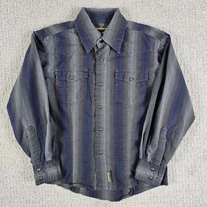 Wrangler Button Up Shirt Long Sleeve Youth M Black Striped Western Pearl Snap - Picture 1 of 9