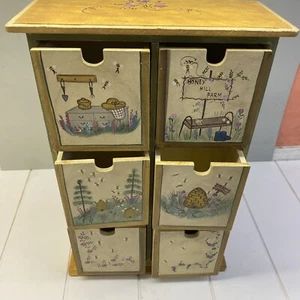 Decorative Wood Chest 6 Drawer 15"H | Renovator's Supply Cottage Core Bees Honey - Picture 1 of 13