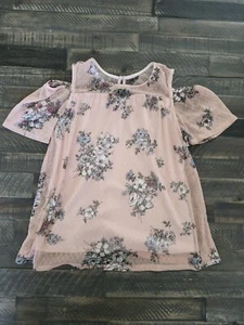 by by girl pink floral sheer girls size large - Picture 1 of 5