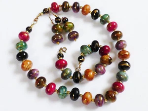 Moda Multicolor Collar Marmolado Pendientes Pulsera Set - Imagen 1 de 8