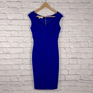 Maggy London Damen 4 Kleid Blau Etui Kurz Cocktail Ärmellos Scuba - Bild 1 von 8