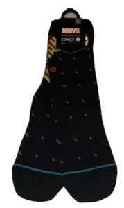 Stance Iron Man Kids Crew Socks 1 Pair Youth L 2-5.5 Black Yellow Red Avengers - Picture 1 of 7