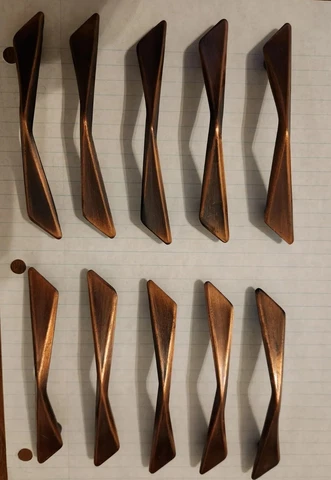 Lot Of 10 Mid-century Vintage Chevron Copper Drawer/Door Handles - 3in Center Cover