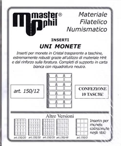 Master Phil Paquete De 5 Hojas Para Contener Monedas Formato UNI De 12 Espacios - Picture 1 of 1