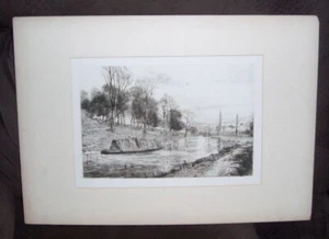 Watford CASSIOBURY PARK HOUSE RIVER Essex ~ Old 1881 Landscape Art Print ETCHING - Picture 1 of 2