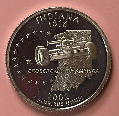 2002-S Indiana State Quarter - 90% Silver Proof - Statehood - Image 1 of 2