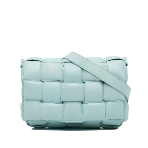 Bottega Veneta Nappa Intrecciata Imbottita Cassetta Tracolla Donna Blu Taglia Unica
