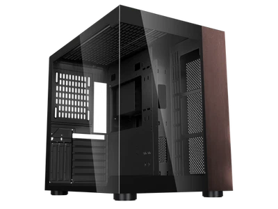 DIYPC DIY-CUBE10-Wood Black USB3.0 /Type C ATX Mid Tower Gaming Computer Case w/ - Image 1 of 4