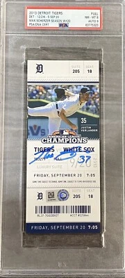 Max Scherzer New York Mets  PSA 8 Signed 1st 20th Win Season Ticket PSA 9 Auto - Image 1 of 3