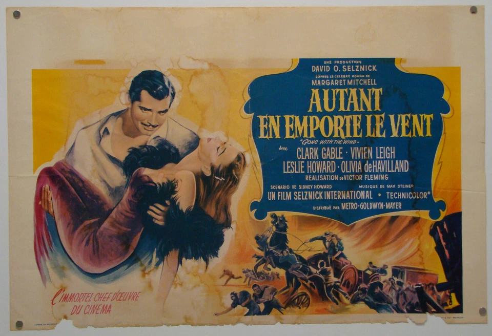 Vom Winde verweht GONE WITH THE WIND movie poster Filmplakat 53,5x36 cm Belgien - Bild 1 von 1