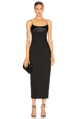 ALEXANDER WANG Black Satin Bodice 90's Runway Minimalist Tuxedo Cup Dress 2 = XS - Image 1 of 4